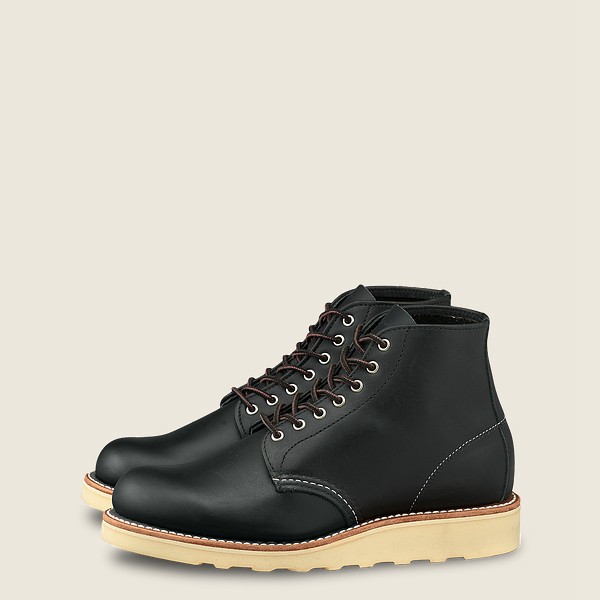 Heritage Støvler Dame - Red Wing 6-Inch Round Toe - Short Boundary Læder - Sort - TLFOME-273